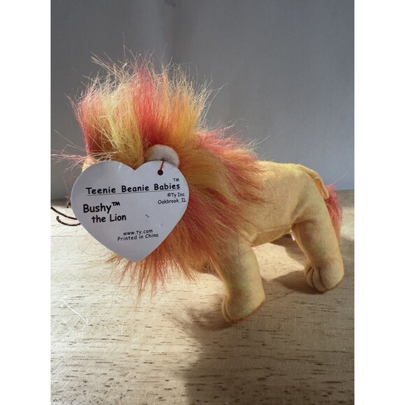 Ty Teenie Beanie Baby - BUSHY the Lion 6" Stuffed Plush New With Tags - Picture 3 of 6